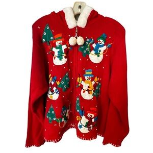 Vintage Victoria Jones Zip Cardigan Christmas Sweater